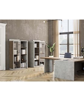 Книжный шкаф Комплект №4 дуб чарльстон / бетон чикаго