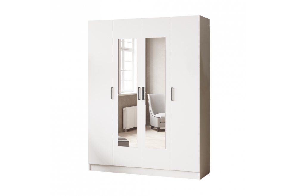 Шкаф Ларс 160 с зеркалом белый ЛДСП