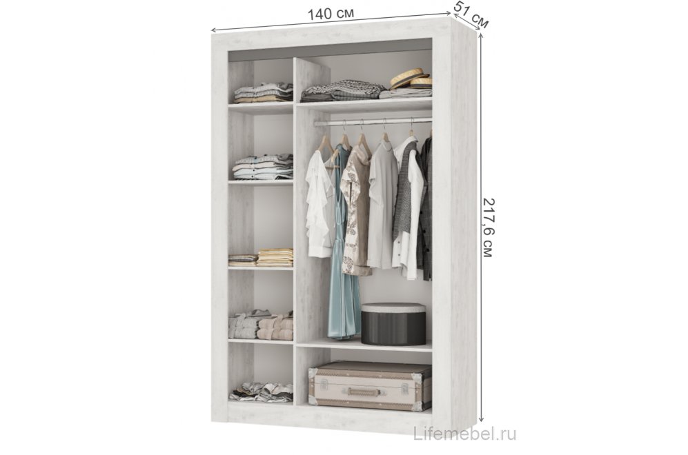 Шкаф Леонардо ШК-35 бетон пайн светлый / бетон пайн светлый / графит