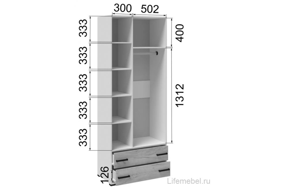 Шкаф Лючия 85 белый / ателье светлое