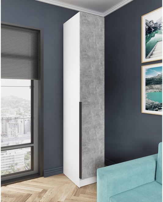 Шкаф 0,4м Мадрид белый / ателье светлое