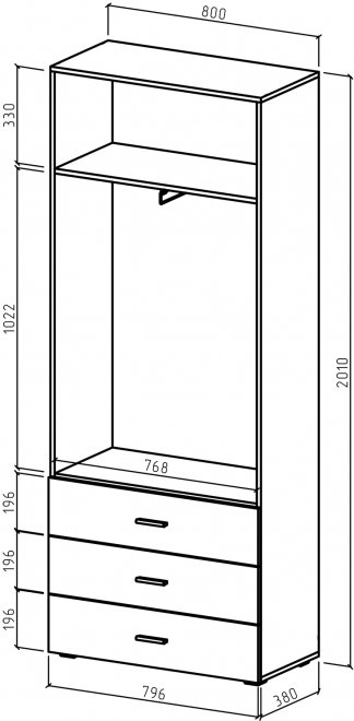 Шкаф Мартин-6 платяной дуб молочный