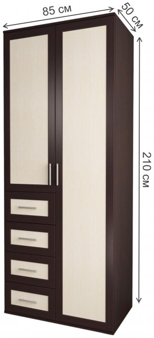 Шкаф Мебелайн-11 левый венге / дуб молочный