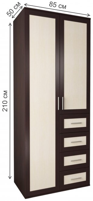 Шкаф Мебелайн-11 правый венге / дуб молочный