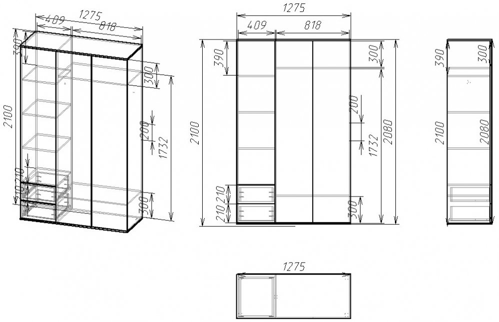 Шкаф Мебелайн-13 левый венге / дуб молочный