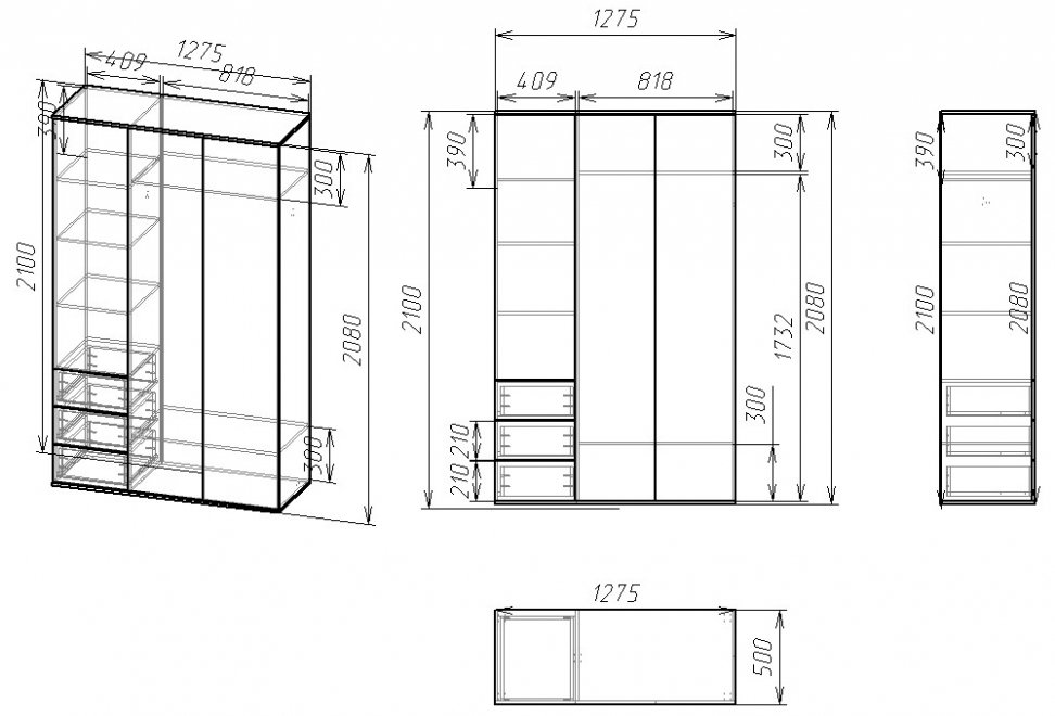 Шкаф Мебелайн-14 правый венге / дуб молочный