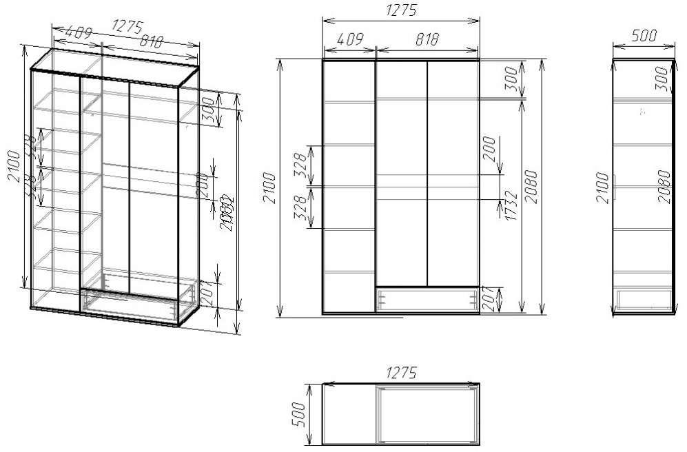 Шкаф Мебелайн-16 правый венге / дуб молочный