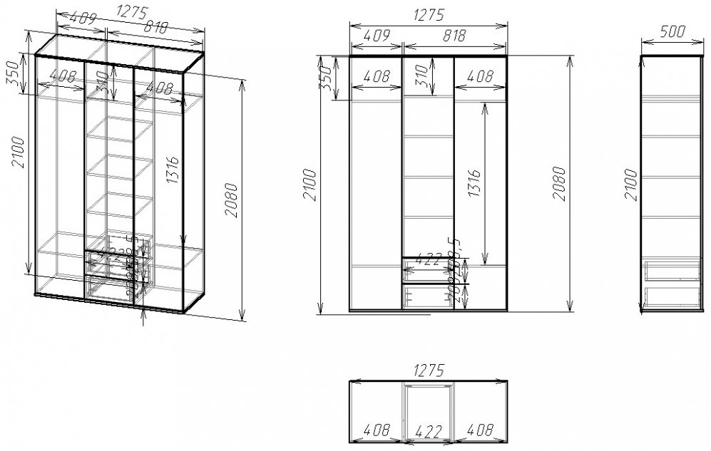 Шкаф Мебелайн-19 левый венге / дуб молочный