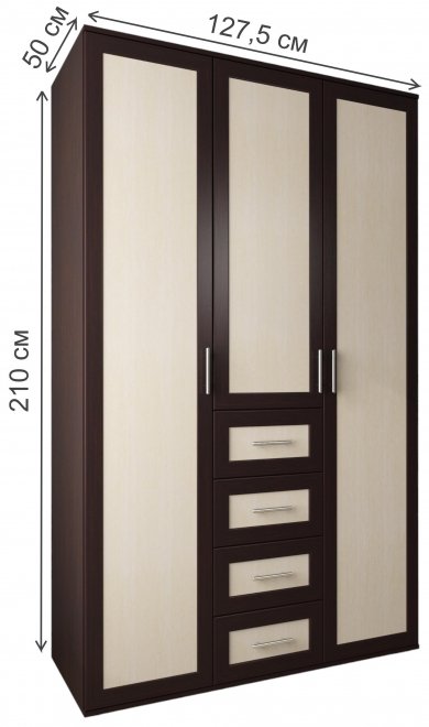 Шкаф Мебелайн-21 правый венге / дуб молочный