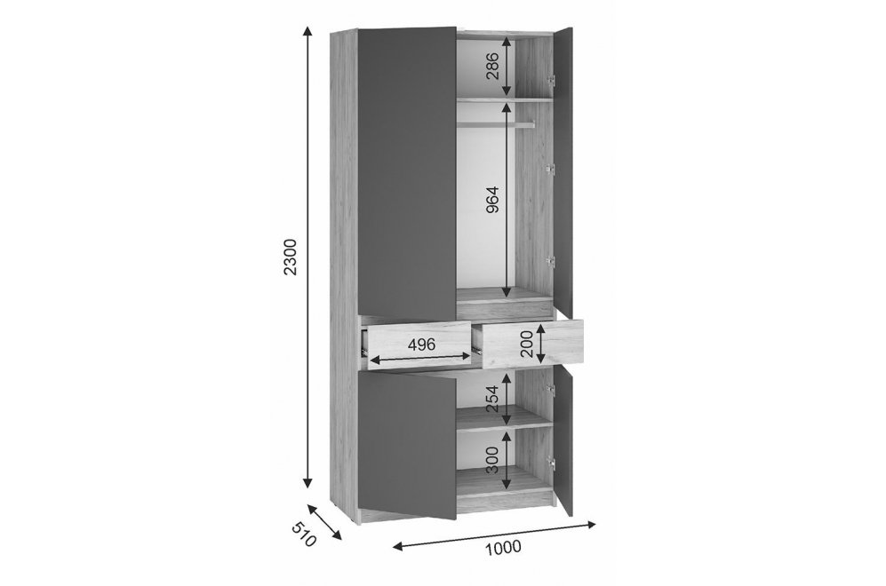 Шкаф Молд 1000 дуб крафт золотой / серый графит