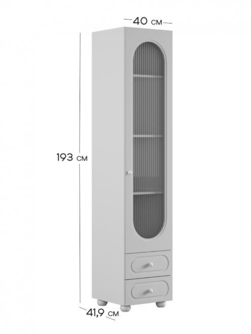 Шкаф однодверный Милана со стеклом белое дерево / сакура