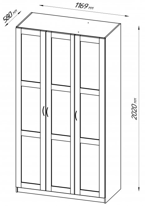 Шкаф Пегас 3 сборные двери сонома