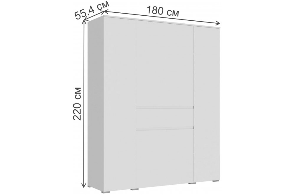 Шкаф Плейона четырехстворчатый белый