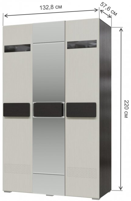 Шкаф Престиж 132 жемчужный лен / венге