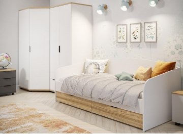 Распашной шкаф Скайлайт СЛ-1К блэквуд ячменный / белый / меренга