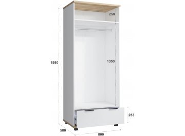 Шкаф распашной Скайлайт СЛ-2К блэквуд ячменный / белый / меренга