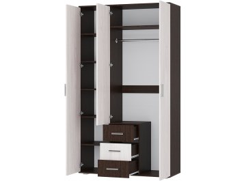 Шкаф распашной трехдверный Белла венге / ясень белый