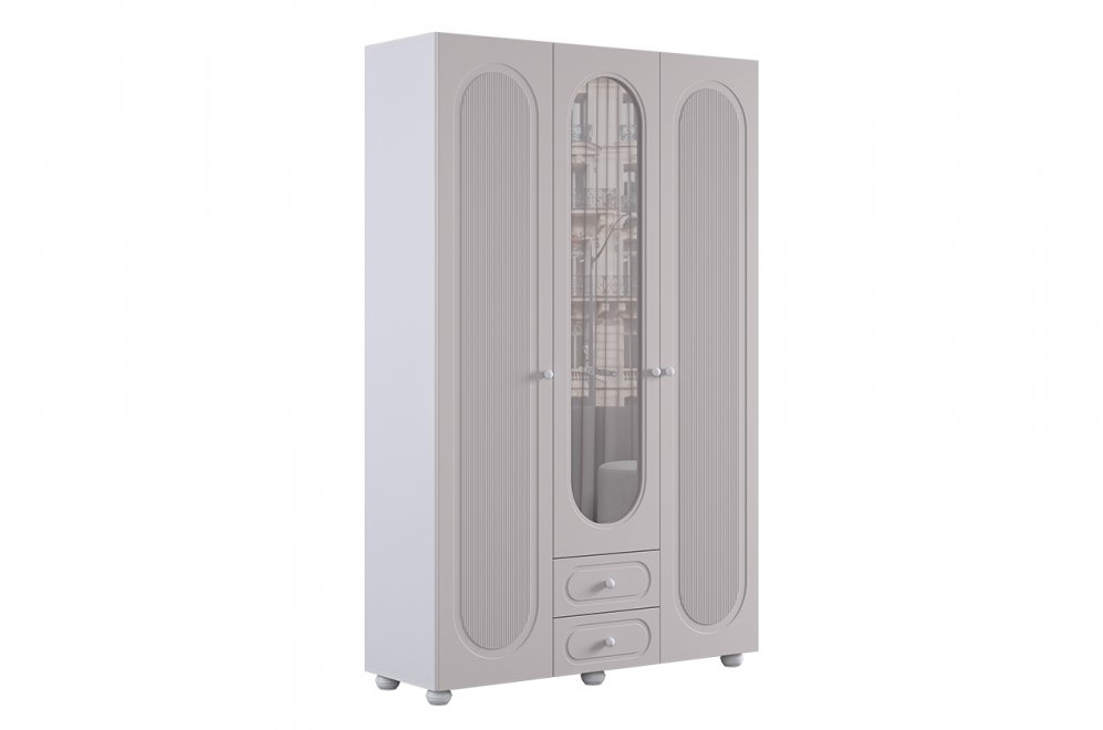 Шкаф трехдверный Милана белое дерево / сакура