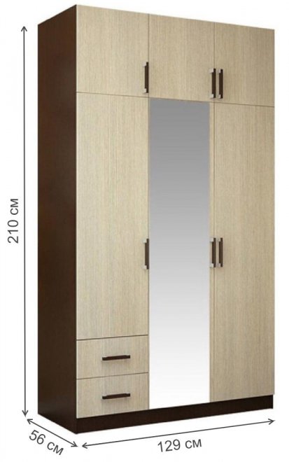 Шкаф Т0018318 трехстворчатый с ящиками венге / лоредо