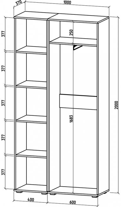 Шкаф Тунис-6 дуб сонома