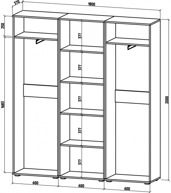 Шкаф Тунис-9 дуб молочный