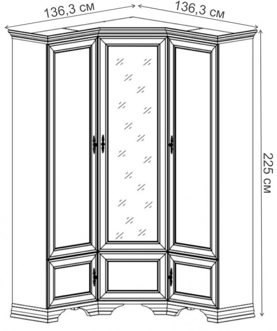 Шкаф угловой Kentaki S320-SZFN5D белый