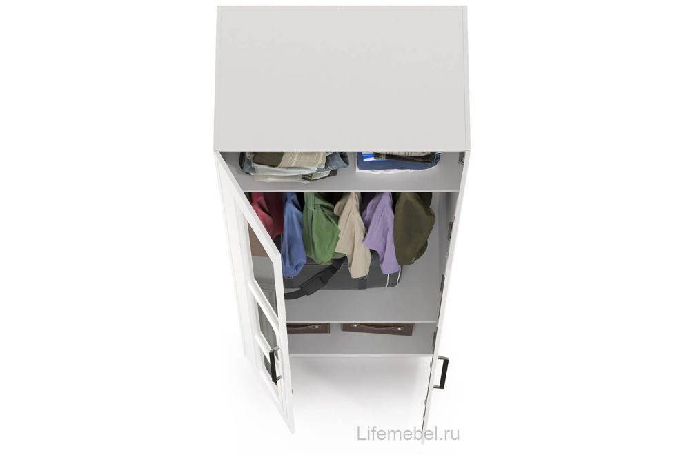 Шкаф Вестра с зеркалом белый шагрень