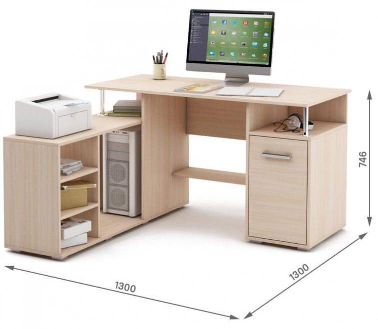 Компьютерный стол Амбер-9 дуб молочный