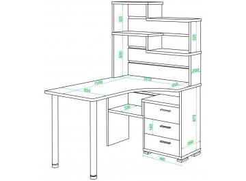 Компьютерный стол Домино СР-132-150 ШК-Ч-правый