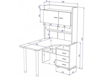 Компьютерный стол Домино СР-133-150 КБЕ-левый