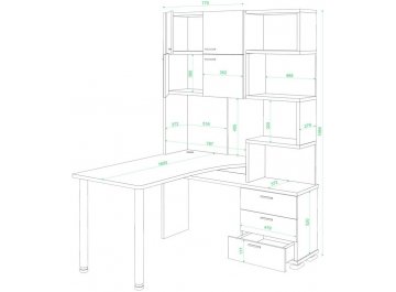 Компьютерный стол Домино СР-500М/160 ШКК-Ч-правый