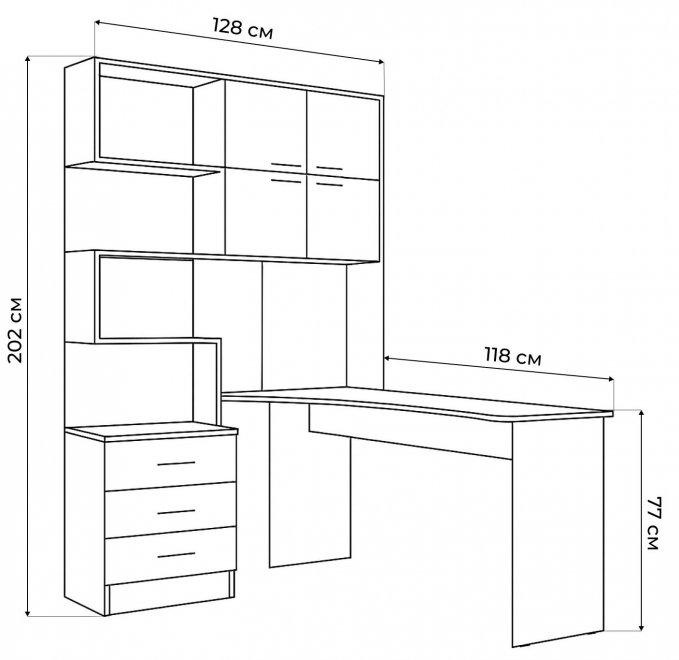 Компьютерный стол Эльброни правый шиншилла серая