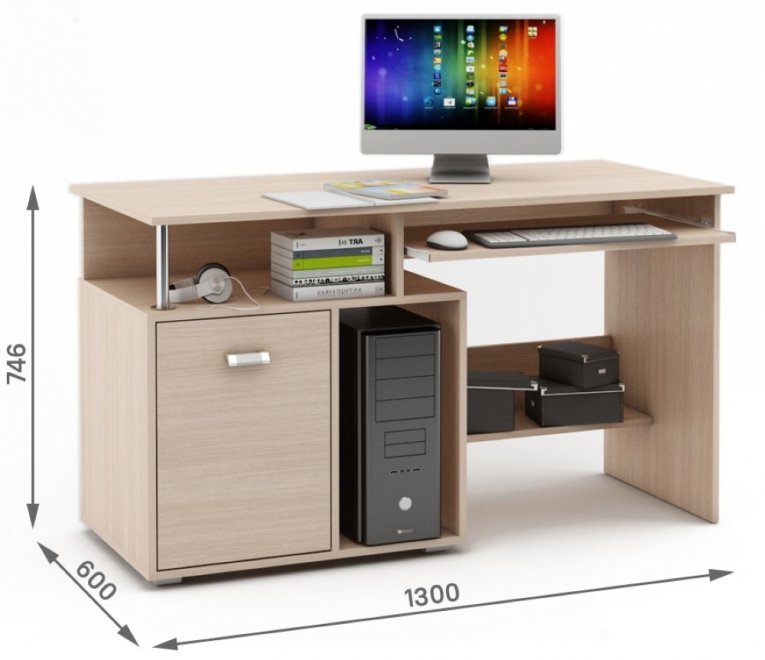 Компьютерный стол Имидж-55 дуб молочный