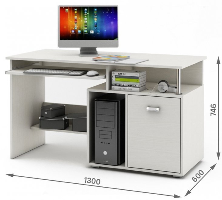 Компьютерный стол Имидж-56 белый