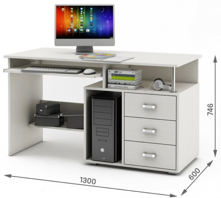 Компьютерный стол Имидж-60 белый