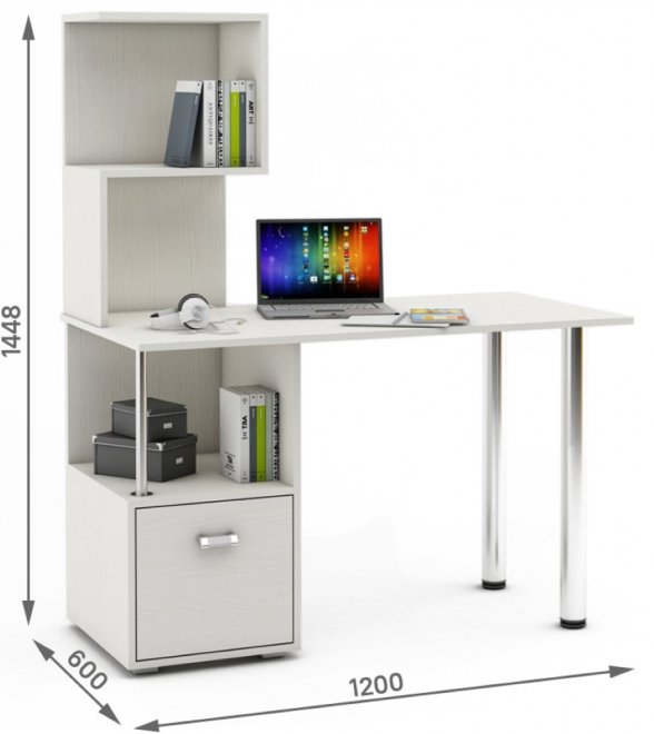 Компьютерный стол Имидж-65 белый