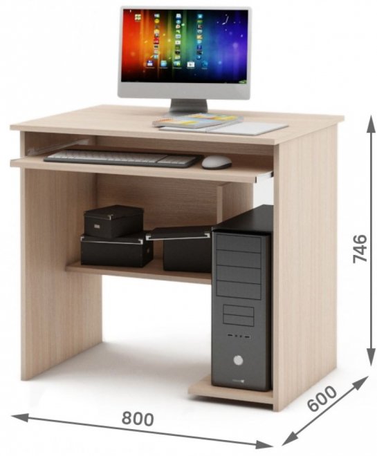 Компьютерный стол Имидж-6 дуб молочный