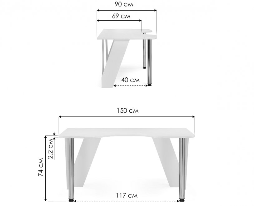 Компьютерный стол КСТ-116 белый / черный
