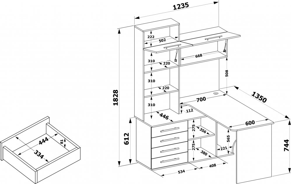 Компьютерный стол КСТ-14.1Л белый левый
