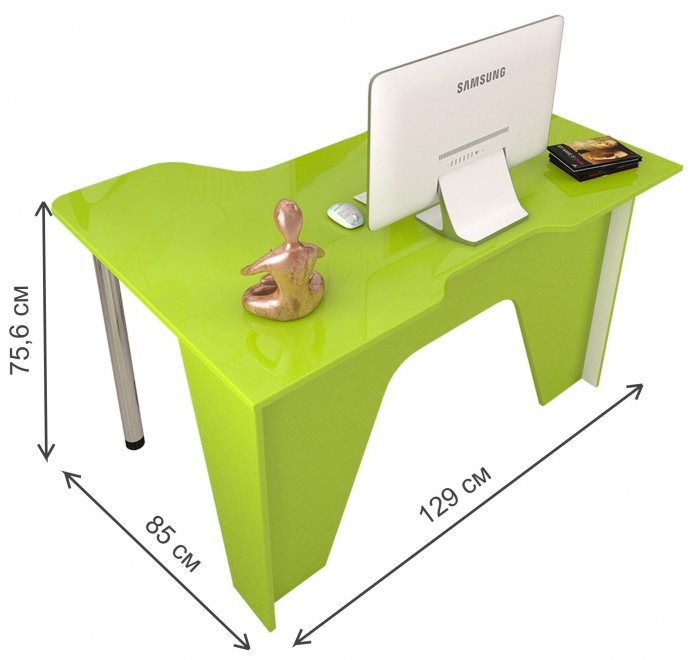 Компьютерный стол Мебелеф-11 яблоко глянец