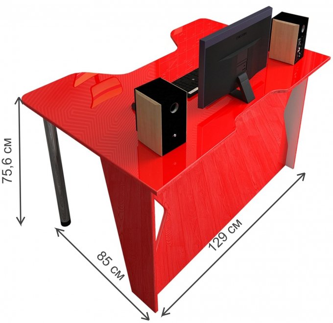 Компьютерный стол Мебелеф-13 красный глянец