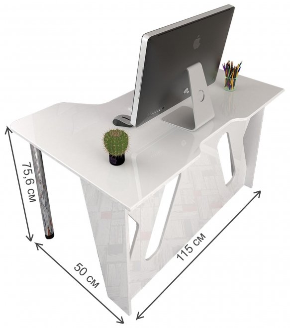 Компьютерный стол Мебелеф-14 белый глянец