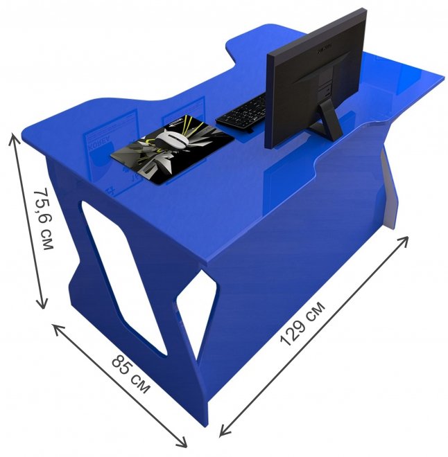 Компьютерный стол Мебелеф-3 синий глянец