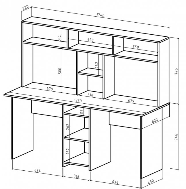 Компьютерный стол Лайт-10 с надстройкой белый