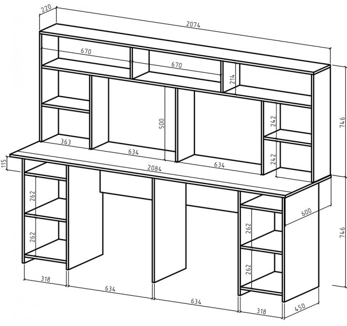 Компьютерный стол Лайт-12 с надстройкой белый