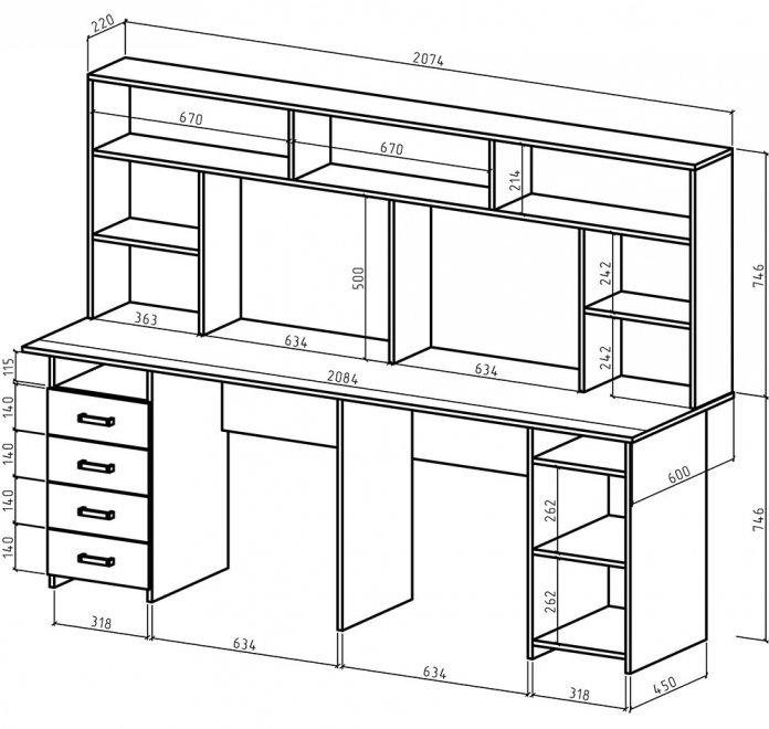 Компьютерный стол Найт-14 с надстройкой белый