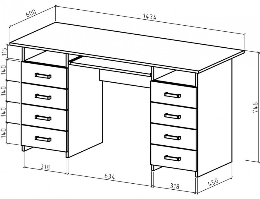 Компьютерный стол Лайт-9К белый