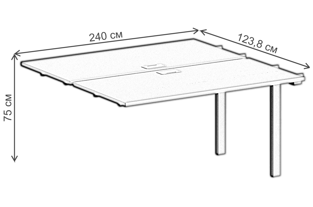 Приставка для письменного стола SG.211 2400х1238х750 60х30 дуб светлый / белый