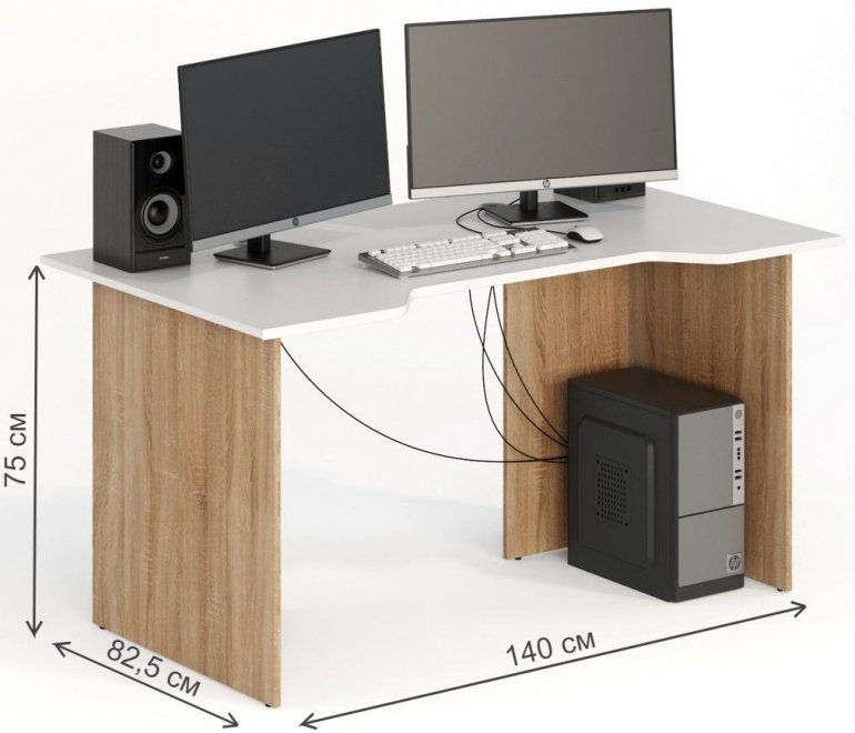 Компьютерный стол СКП-7 GL-7 дуб сонома / белый