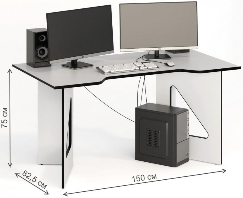 Компьютерный стол СКП-9 GL-9 белый с черным